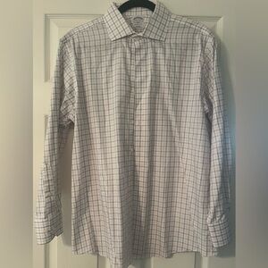 Brooks Brothers Regent Fit Non-Iron All Cotton Red Black English Spread Collar